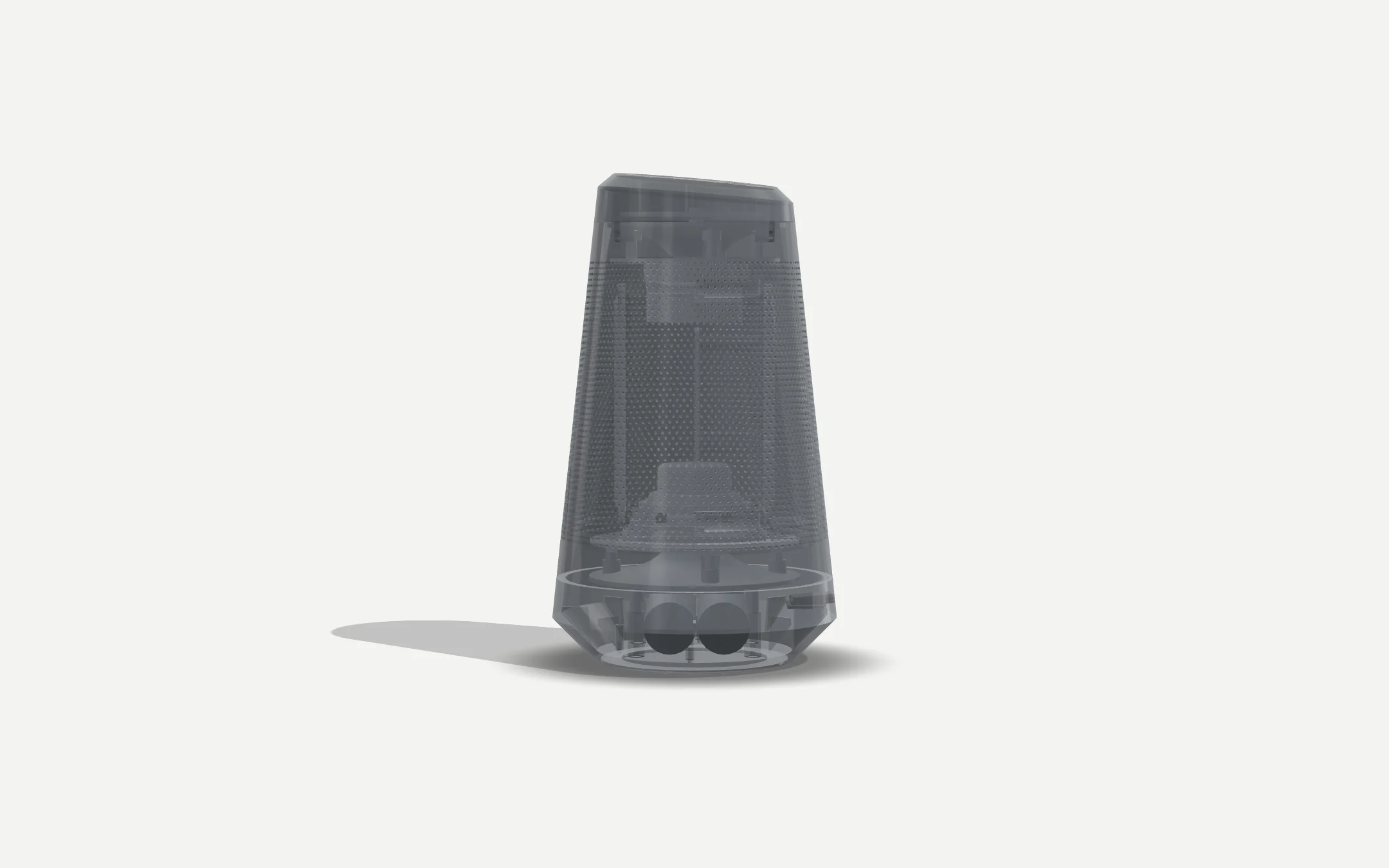 M-01 in translucent Graphite, its driver and chassis visible inside